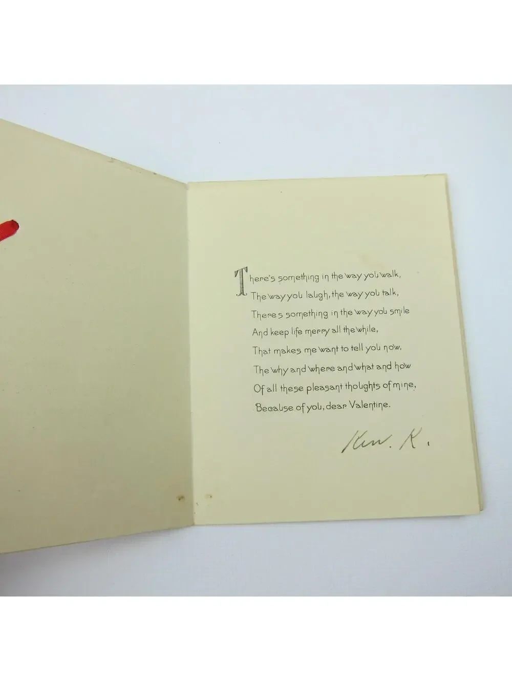 Valentine Card Lady 1850s Dress & Hat Antique Mailbox Die cut Bifold Red Ribbon